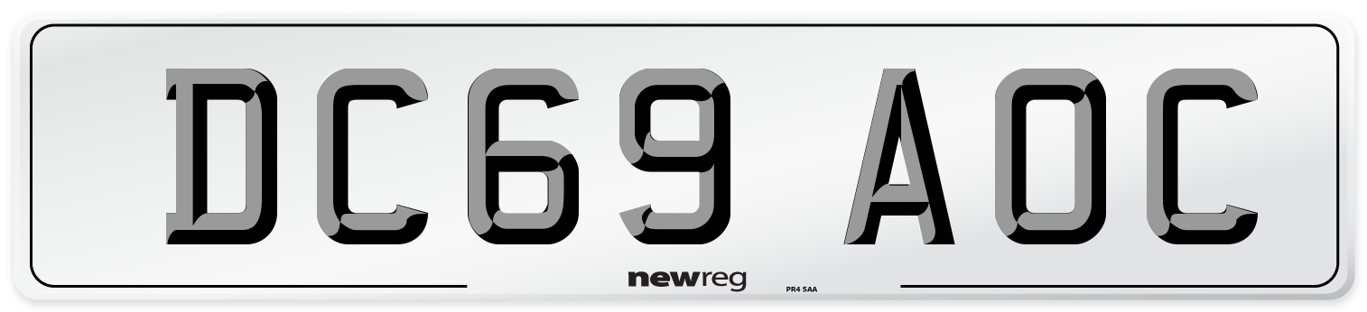 DC69 AOC Number Plate from New Reg